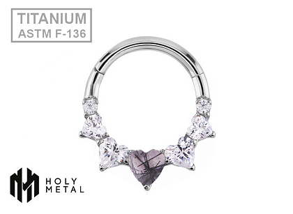 Кольцо-кликер 5K Hearts Tourmaline 1.2 мм (16 G)